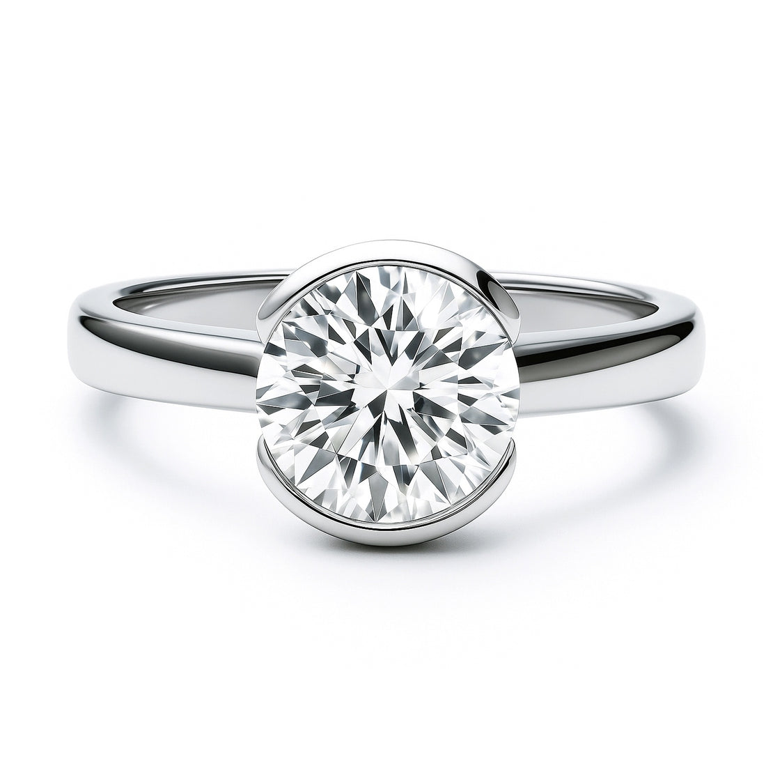 Solitaire 2ct Bezel CZ Ring in Sterling Silver