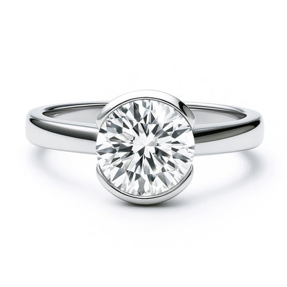 Solitaire 2ct Bezel CZ Ring in Sterling Silver
