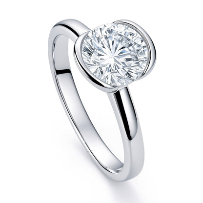 Solitaire 2ct Bezel CZ Ring in Sterling Silver