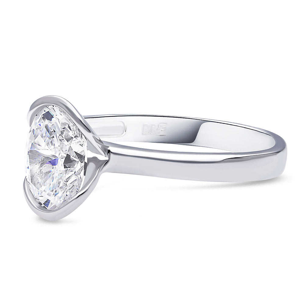 Solitaire 2ct Bezel CZ Ring in Sterling Silver