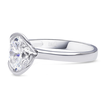 Solitaire 2ct Bezel CZ Ring in Sterling Silver