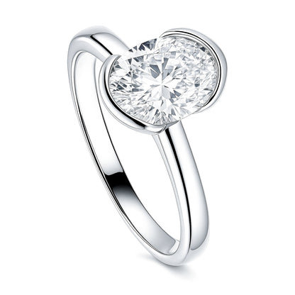 Solitaire 1.8ct Bezel Oval CZ Ring in Sterling Silver