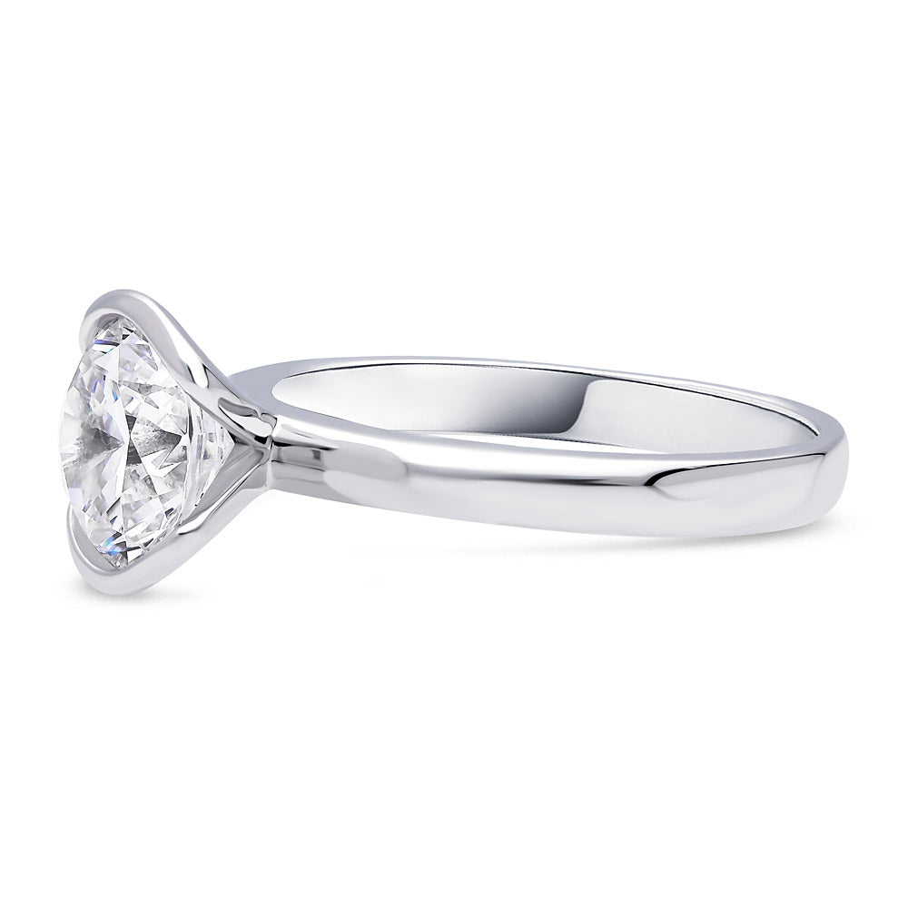 Angle view of Solitaire 1.8ct Bezel Oval CZ Ring in Sterling Silver, 5 of 8