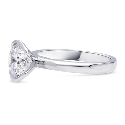 Solitaire 1.8ct Bezel Oval CZ Ring in Sterling Silver
