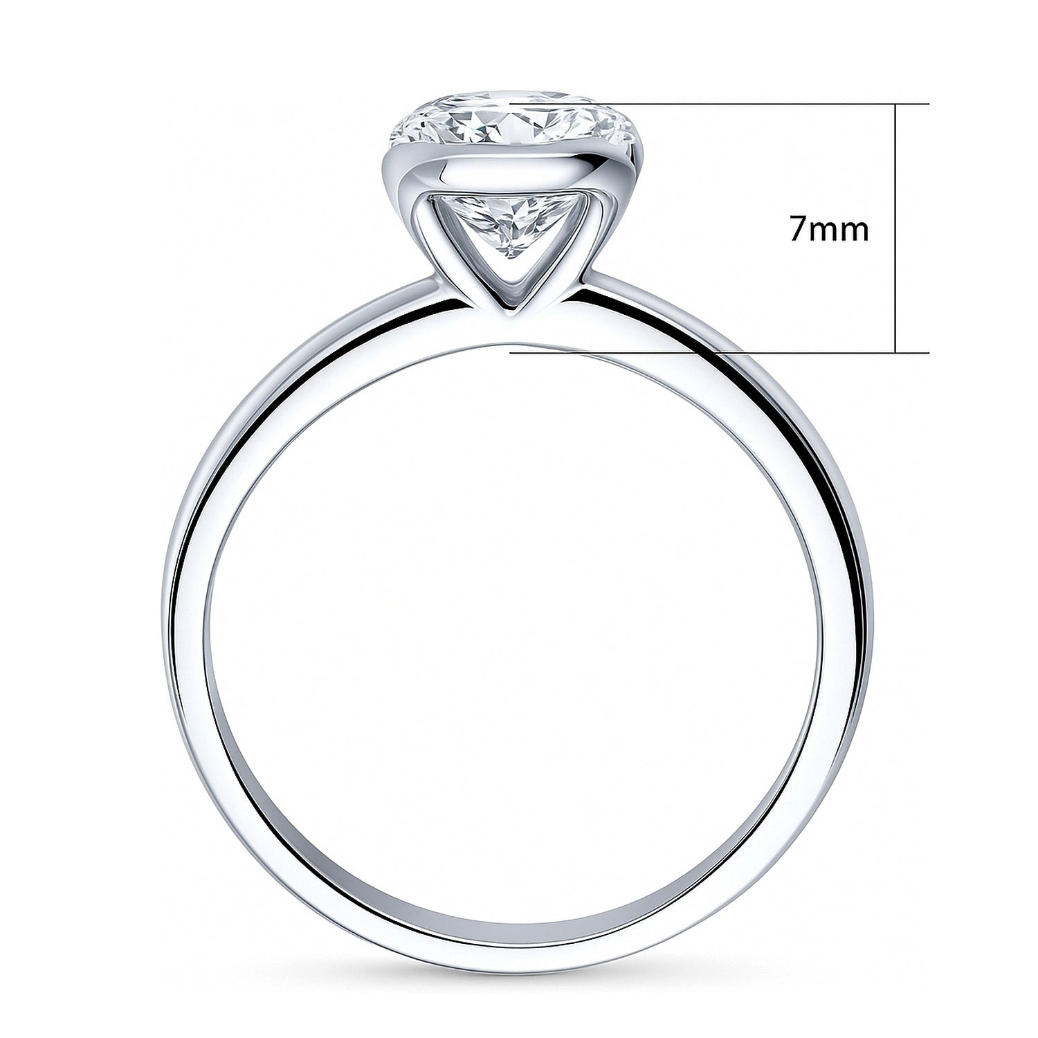 Solitaire 1.8ct Bezel Oval CZ Ring in Sterling Silver, 8 of 8