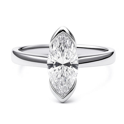 Solitaire 1.6ct Bezel Marquise CZ Ring in Sterling Silver