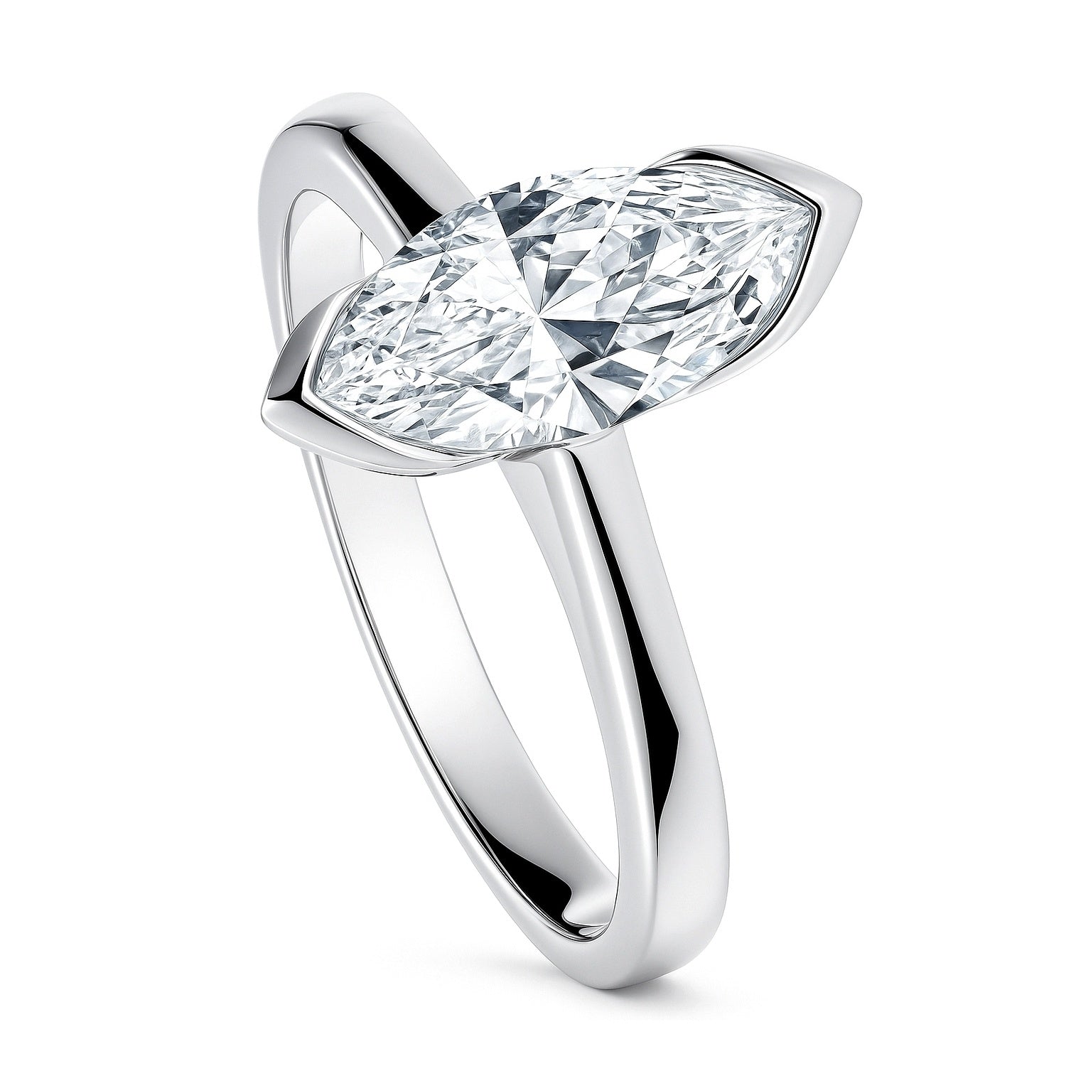 Solitaire 1.6ct Bezel Marquise CZ Ring in Sterling Silver, 4 of 9