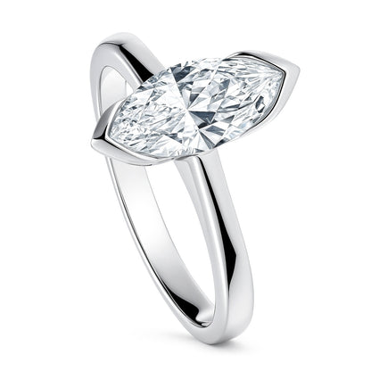 Solitaire 1.6ct Bezel Marquise CZ Ring in Sterling Silver