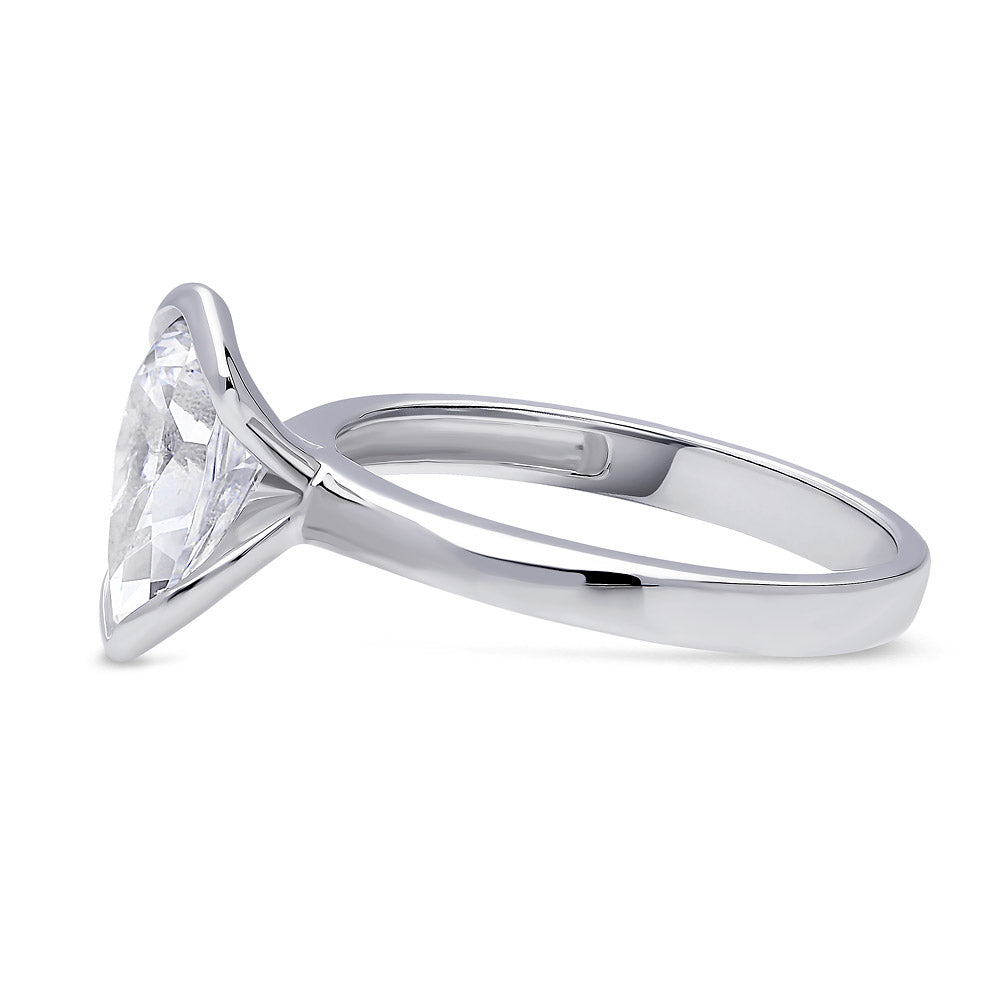 Angle view of Solitaire 1.8ct Bezel Pear CZ Ring in Sterling Silver, 5 of 10
