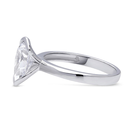 Solitaire 1.8ct Bezel Pear CZ Ring in Sterling Silver