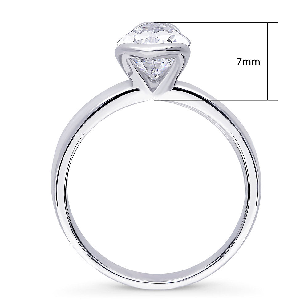 Solitaire 1.8ct Bezel Pear CZ Ring in Sterling Silver