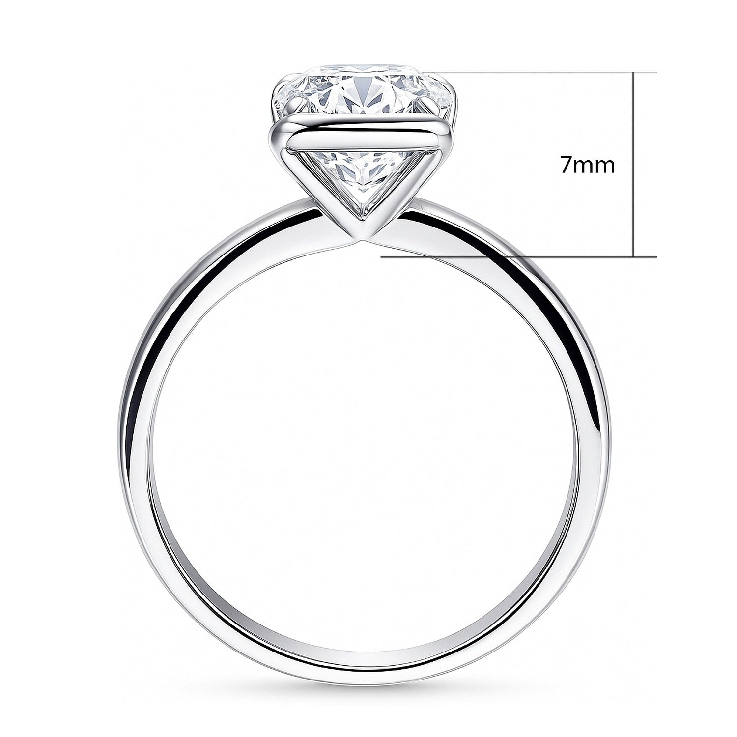 Solitaire 2.6ct Bezel Emerald Cut CZ Ring in Sterling Silver