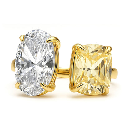 Toi et Moi 2-Stone CZ Ring in Gold Flashed Sterling Silver