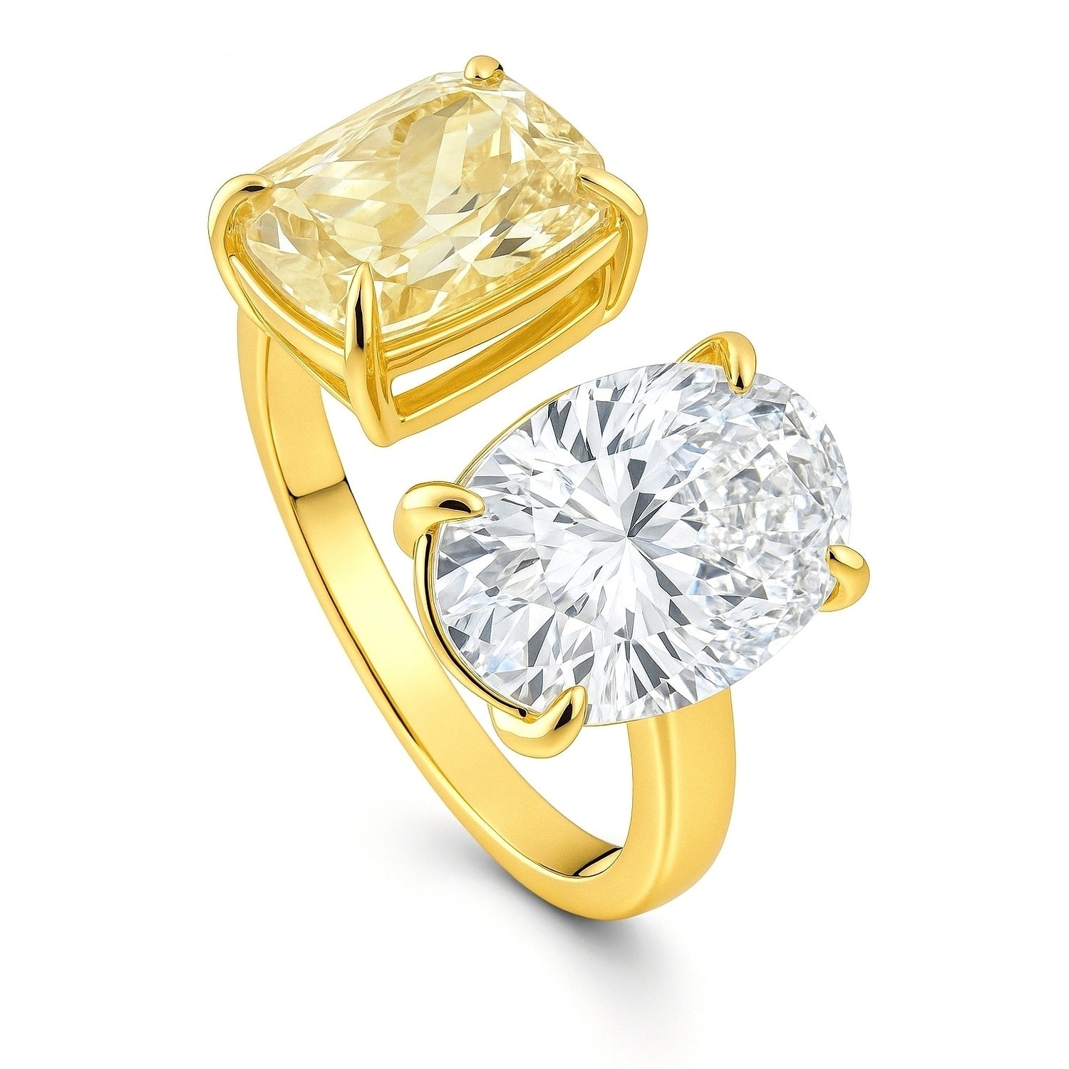 Toi et Moi 2-Stone CZ Ring in Gold Flashed Sterling Silver, 4 of 9