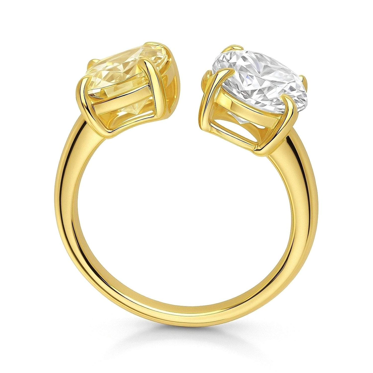 Toi et Moi 2-Stone CZ Ring in Gold Flashed Sterling Silver, 8 of 9