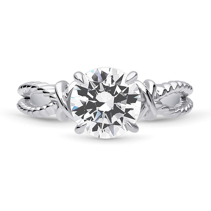 Cable Woven Solitaire 2ct CZ Ring in Sterling Silver