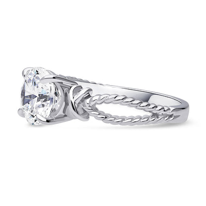 Cable Woven Solitaire 2ct CZ Ring in Sterling Silver