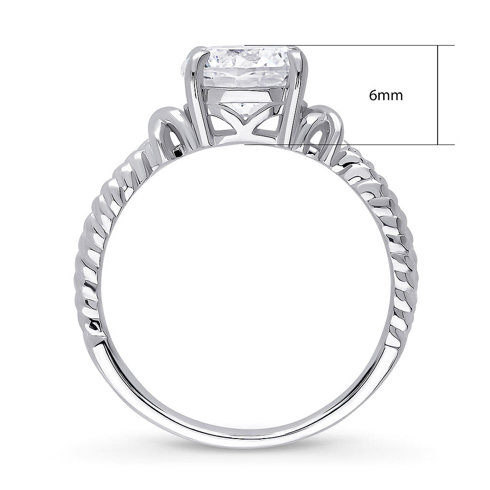 Alternate view of Cable Woven Solitaire 2ct CZ Ring in Sterling Silver, 8 of 11