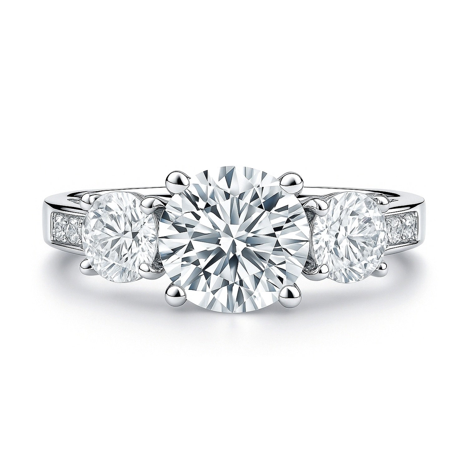 3-Stone 2ct CZ Ring in Sterling Silver, 1 of 9