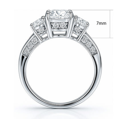 3-Stone 2ct CZ Ring in Sterling Silver