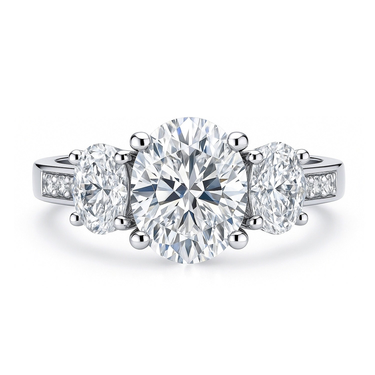 3-Stone 1.8ct Oval CZ Ring in Sterling Silver