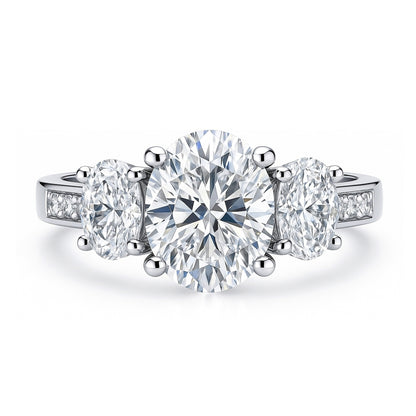 3-Stone 1.8ct Oval CZ Ring in Sterling Silver