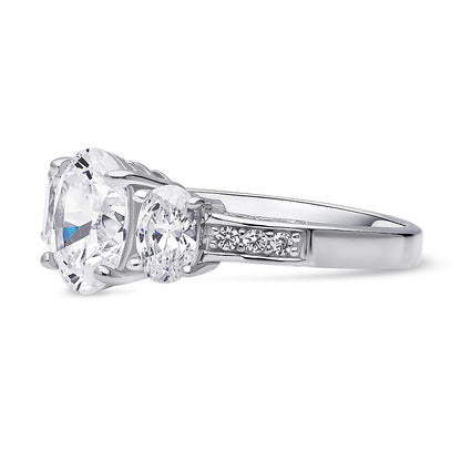 3-Stone 1.8ct Oval CZ Ring in Sterling Silver