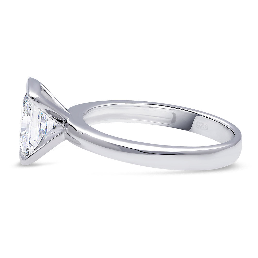 Angle view of Solitaire 2ct Bezel Princess CZ Ring in Sterling Silver, 5 of 8