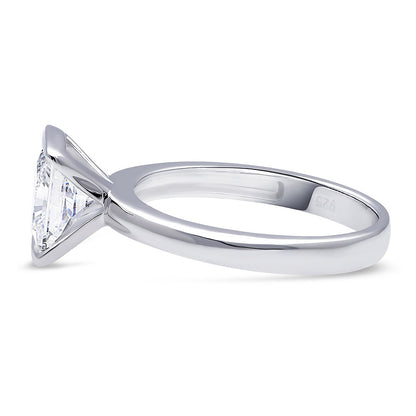 Solitaire 2ct Bezel Princess CZ Ring in Sterling Silver
