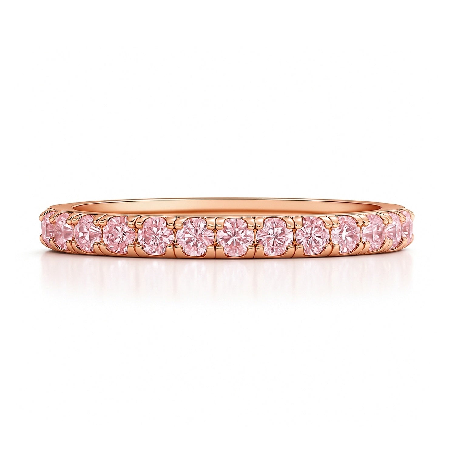 Pink CZ Eternity Ring in Rose Gold Flashed Sterling Silver, 1 of 6