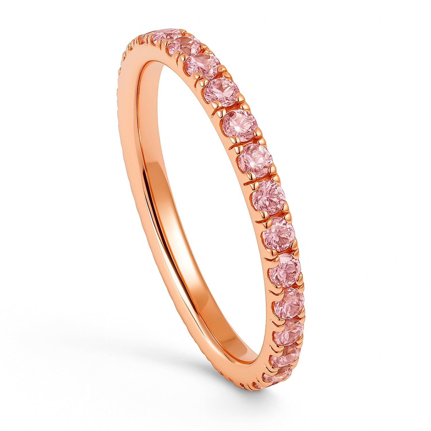 Pink CZ Eternity Ring in Rose Gold Flashed Sterling Silver, 4 of 6