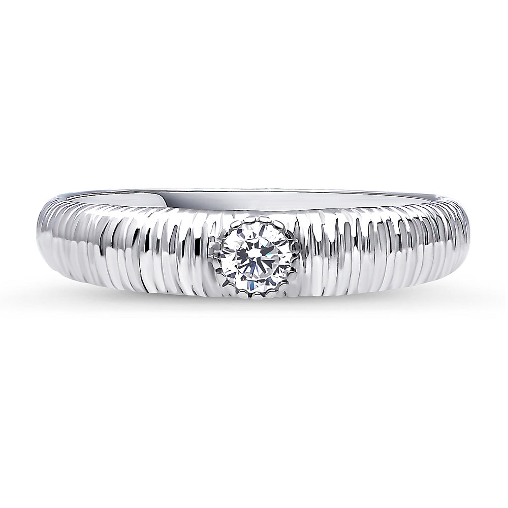 Solitaire Bezel CZ Ring in Sterling Silver