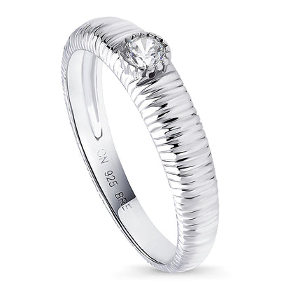 Solitaire Bezel CZ Ring in Sterling Silver