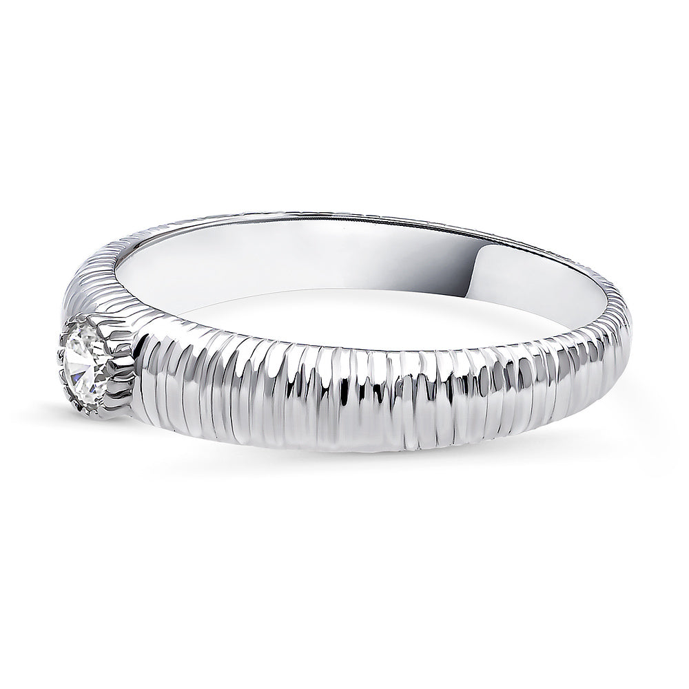 Angle view of Solitaire Bezel CZ Ring in Sterling Silver, 5 of 7