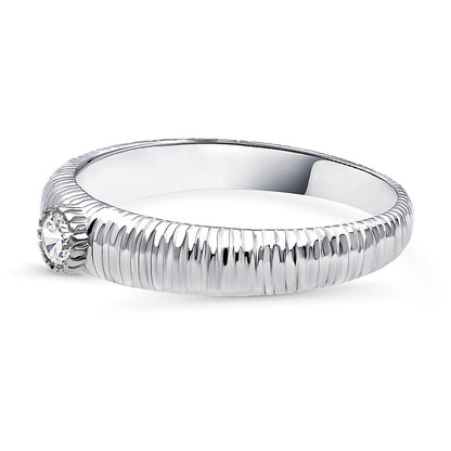 Solitaire Bezel CZ Ring in Sterling Silver
