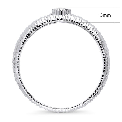 Solitaire Bezel CZ Ring in Sterling Silver