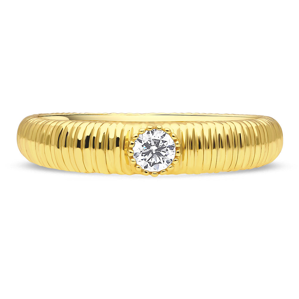 Solitaire Bezel CZ Ring in Gold Flashed Sterling Silver, 1 of 8