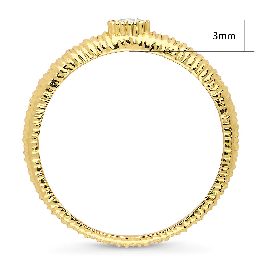 Alternate view of Solitaire Bezel CZ Ring in Gold Flashed Sterling Silver, 8 of 8