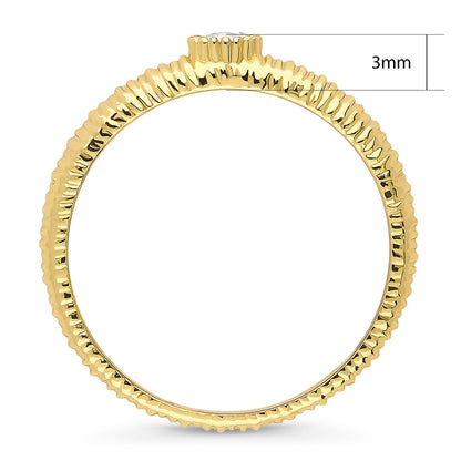 Solitaire Bezel CZ Ring in Gold Flashed Sterling Silver