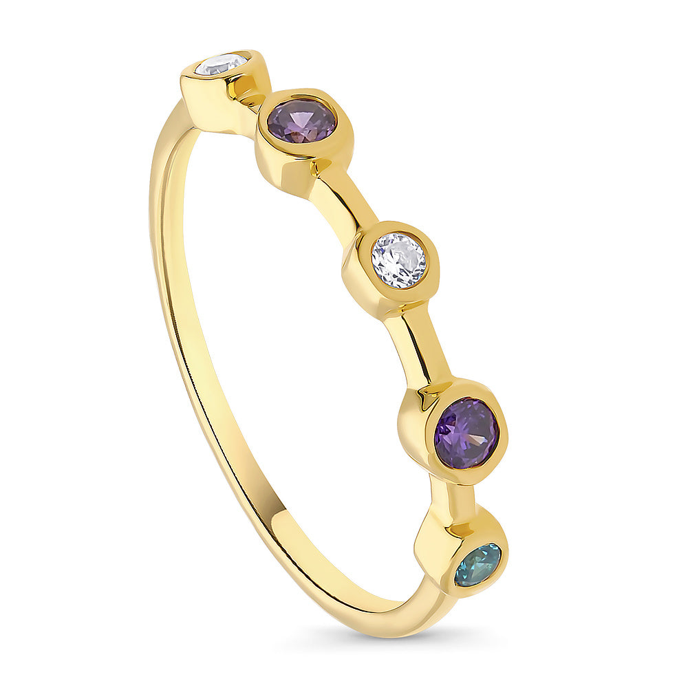 Front view of 5-Stone CZ Band in Gold Flashed Sterling Silver, 4 of 7