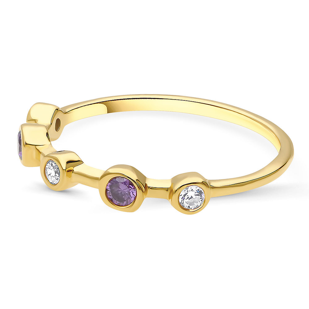 Angle view of 5-Stone CZ Band in Gold Flashed Sterling Silver, 5 of 7