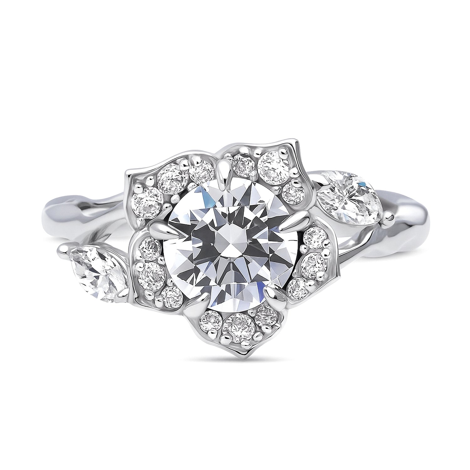 Flower Halo CZ Ring in Sterling Silver, 1 of 5