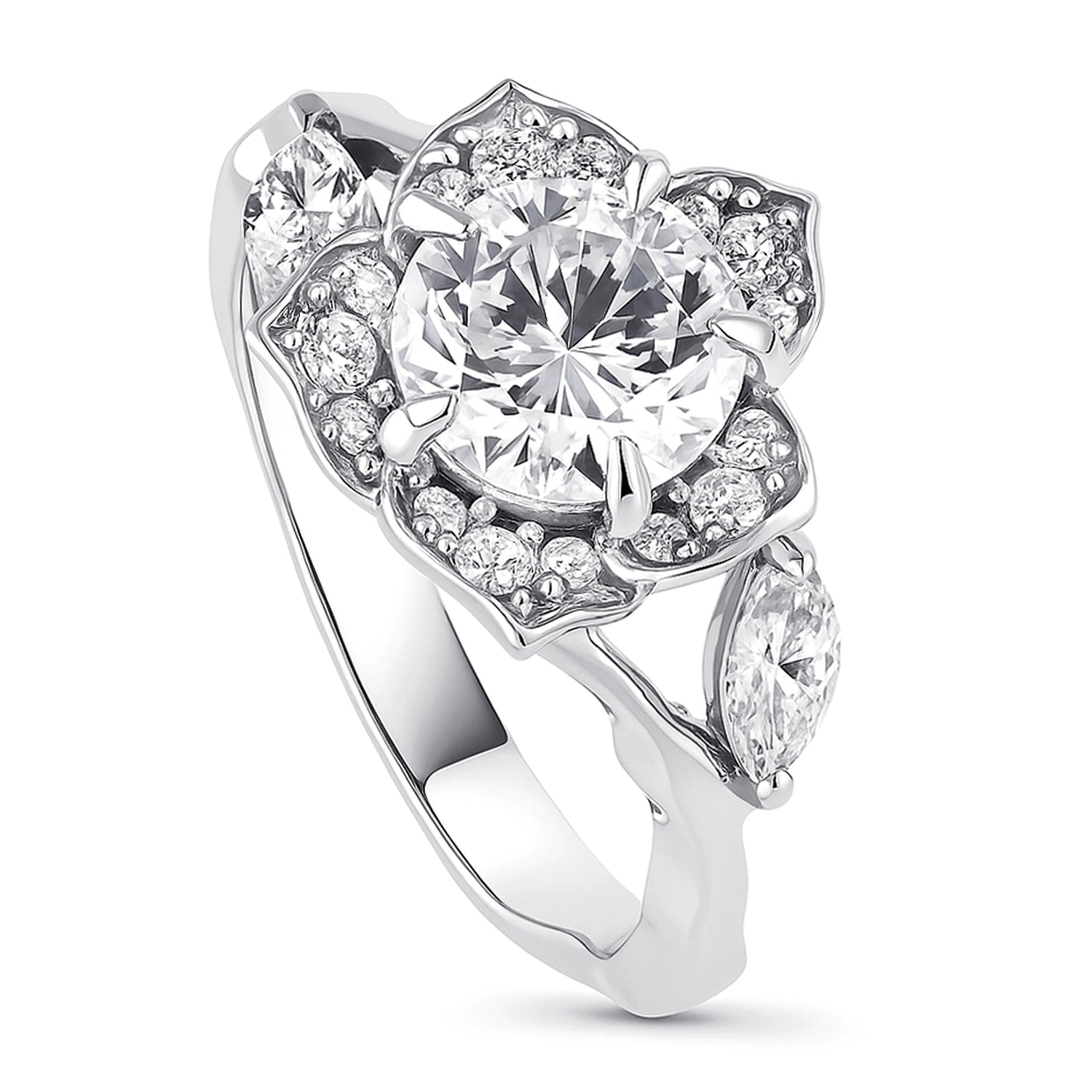 Flower Halo CZ Ring in Sterling Silver, 3 of 5
