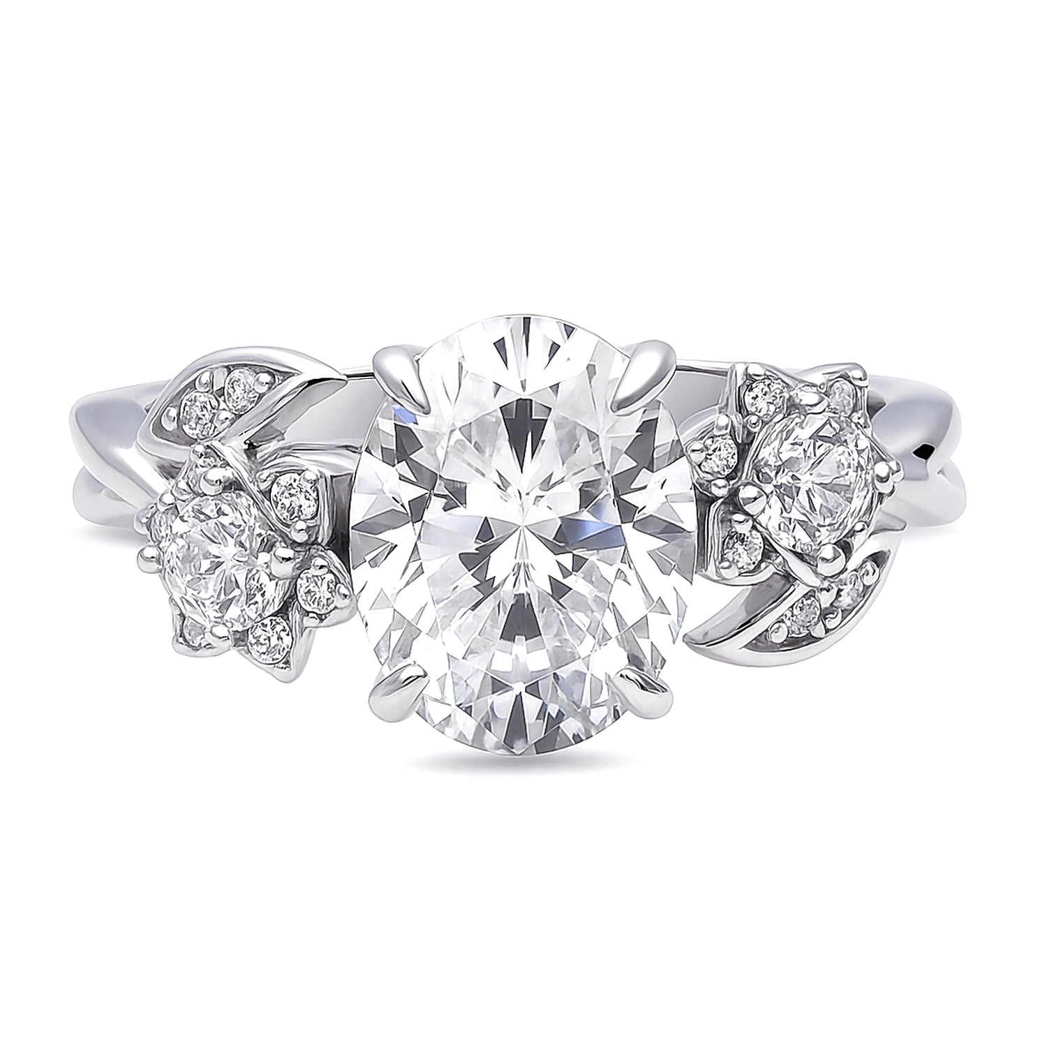 Flower 3-Stone 2.5ct CZ Ring in Sterling Silver