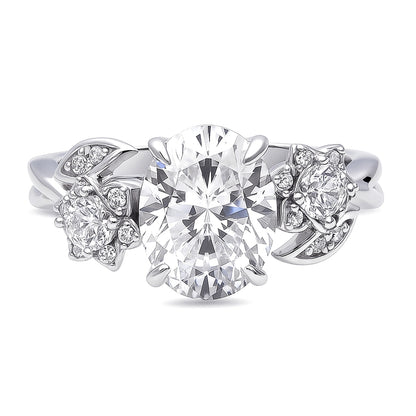 Flower 3-Stone 2.5ct CZ Ring in Sterling Silver