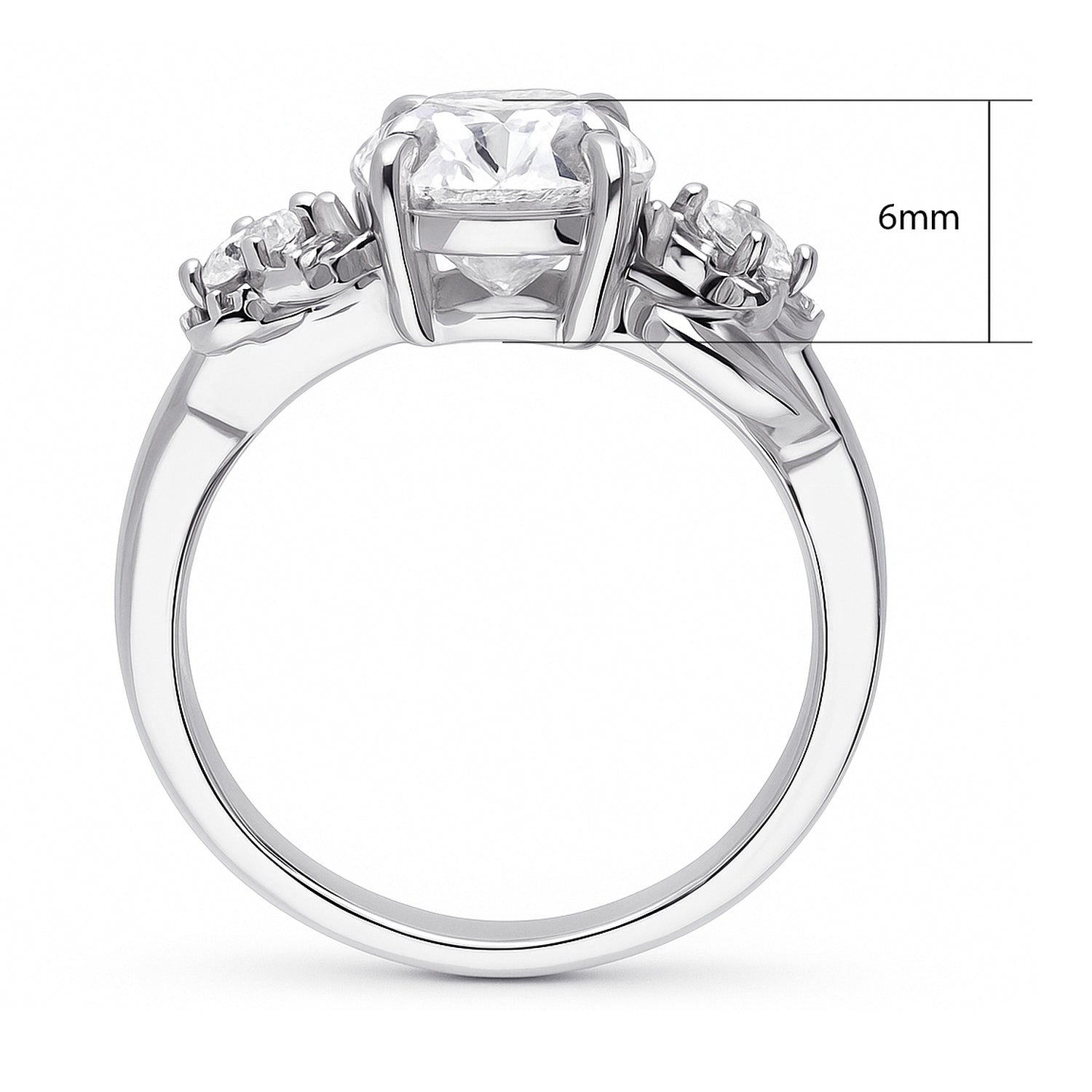 Flower 3-Stone 2.5ct CZ Ring in Sterling Silver