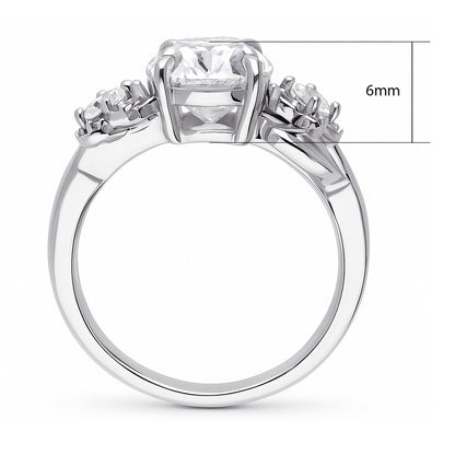 Flower 3-Stone 2.5ct CZ Ring in Sterling Silver