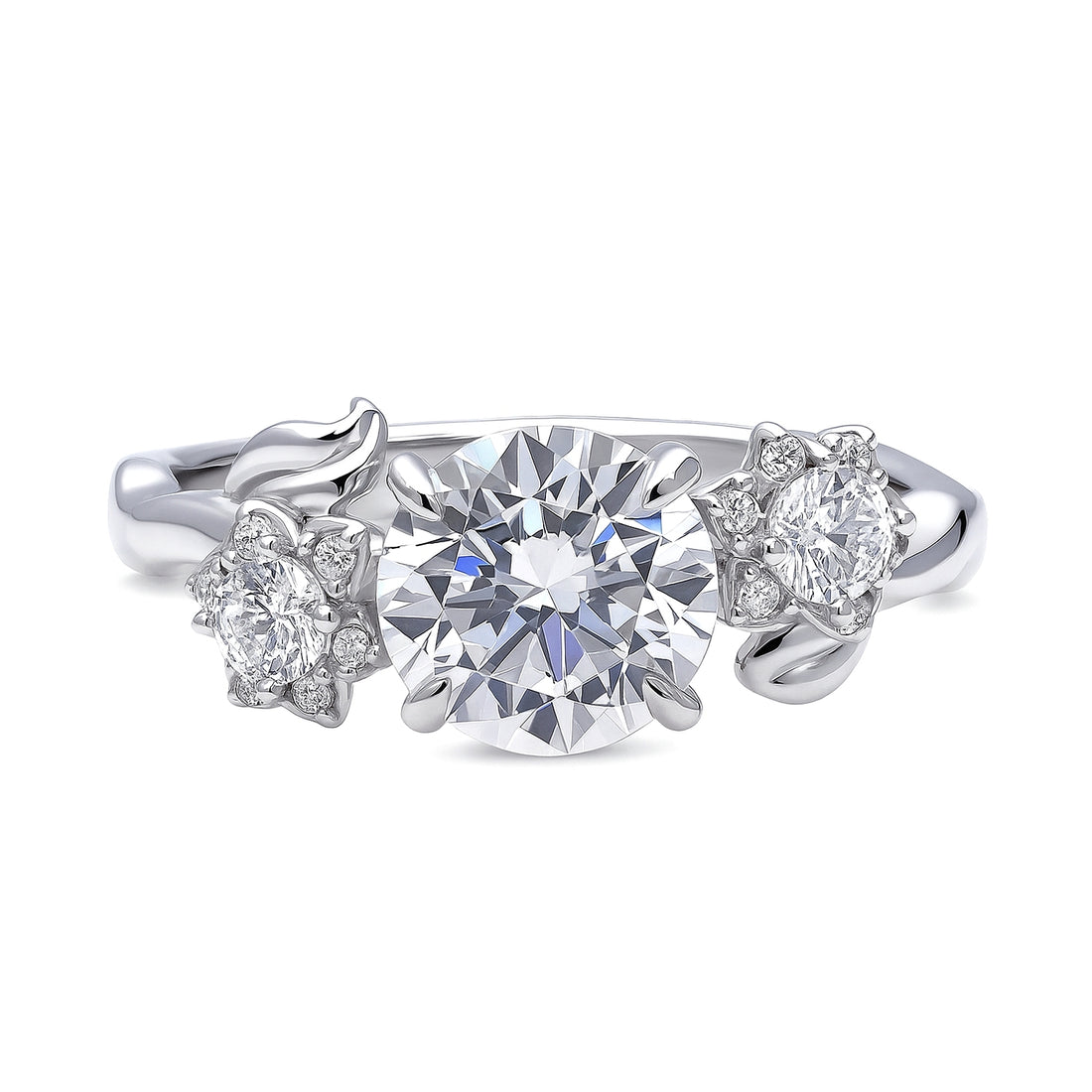 3-Stone Flower 1.6ct CZ Ring in Sterling Silver