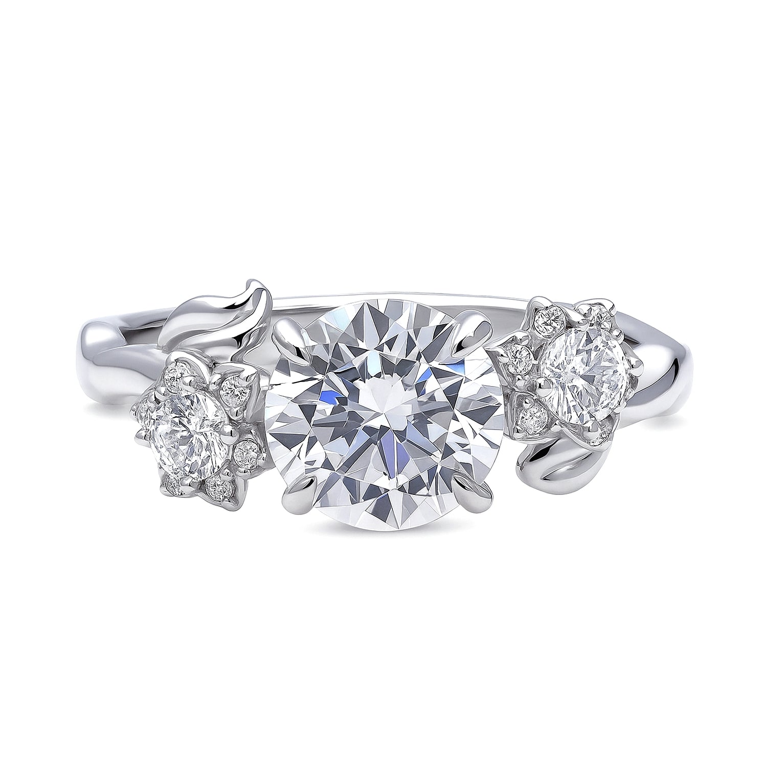 3-Stone Flower 1.6ct CZ Ring in Sterling Silver