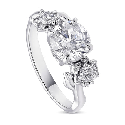 3-Stone Flower 1.6ct CZ Ring in Sterling Silver